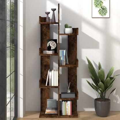 816005 vidaXL Book Cabinet 48x25,5x140 cm Smoked Oak Engineered Wood 1