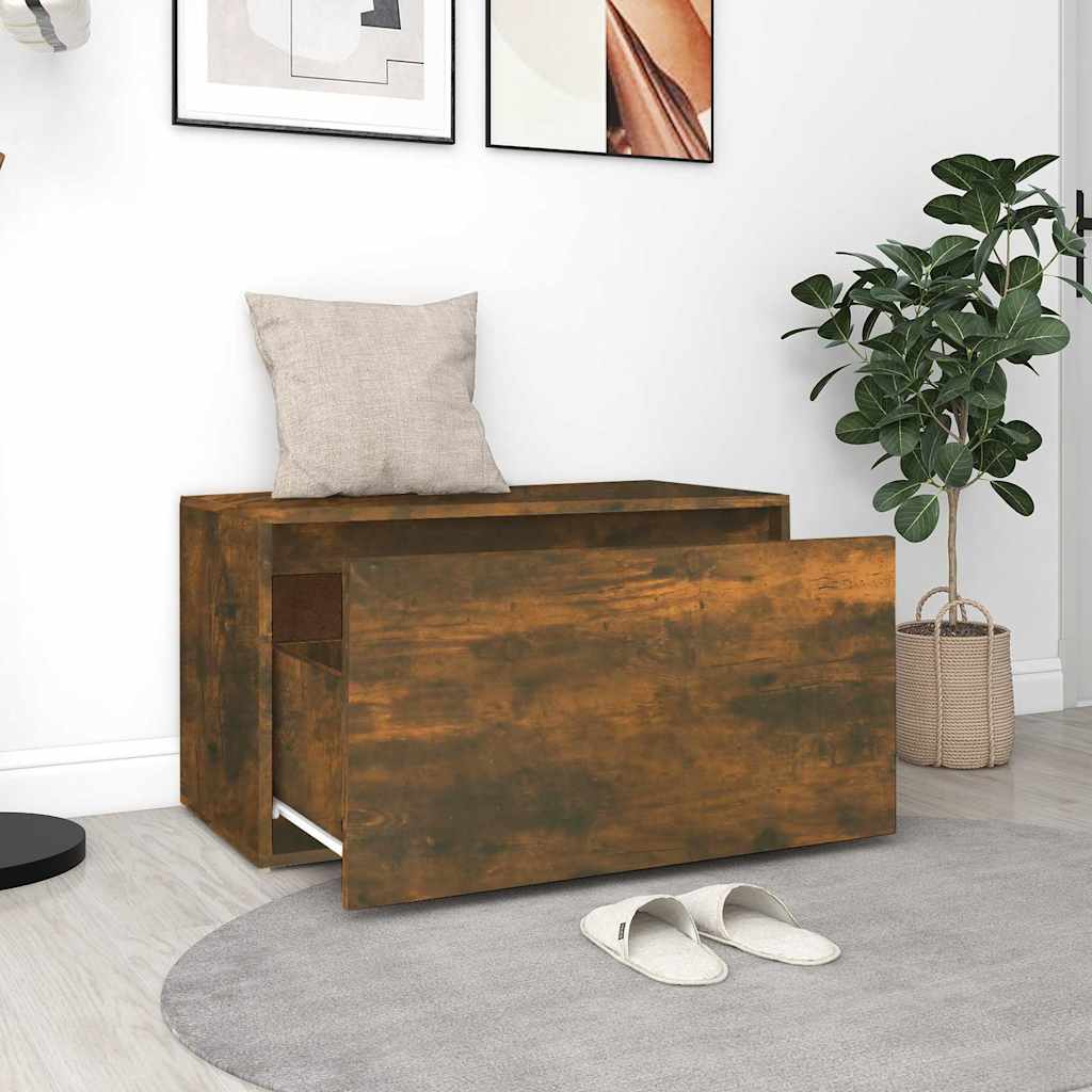 vidaXL Hall Bench 80x40x45 cm Smoked Oak Engineered Wood 3
