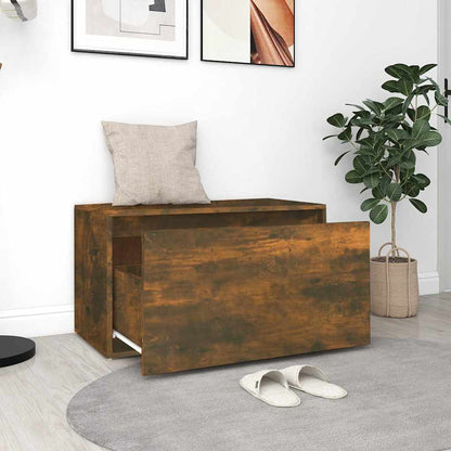 vidaXL Hall Bench 80x40x45 cm Smoked Oak Engineered Wood 3