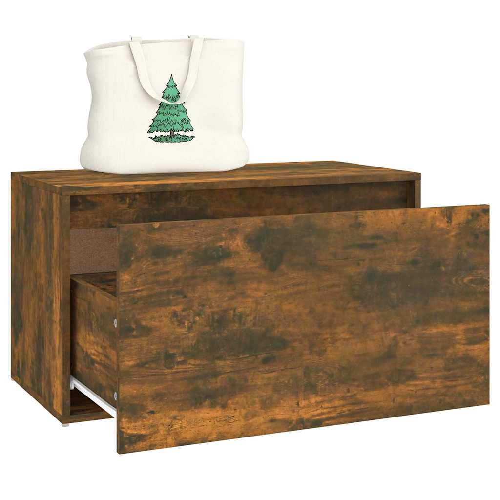 vidaXL Hall Bench 80x40x45 cm Smoked Oak Engineered Wood 4