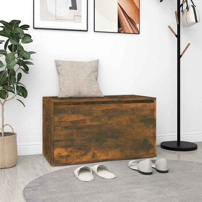vidaXL Hall Bench 80x40x45 cm Smoked Oak Engineered Wood 1