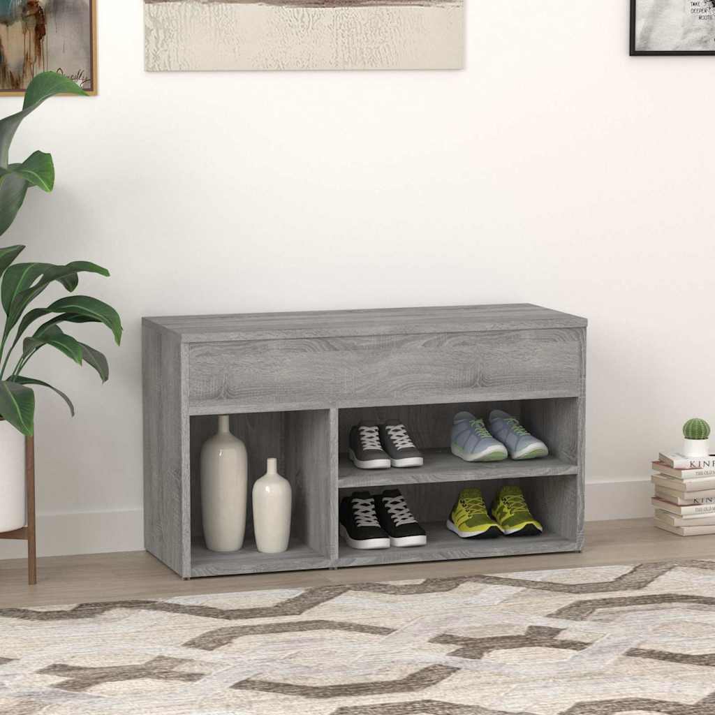 816054 vidaXL Shoe Bench Grey Sonoma 80x30x45 cm Engineered Wood 3