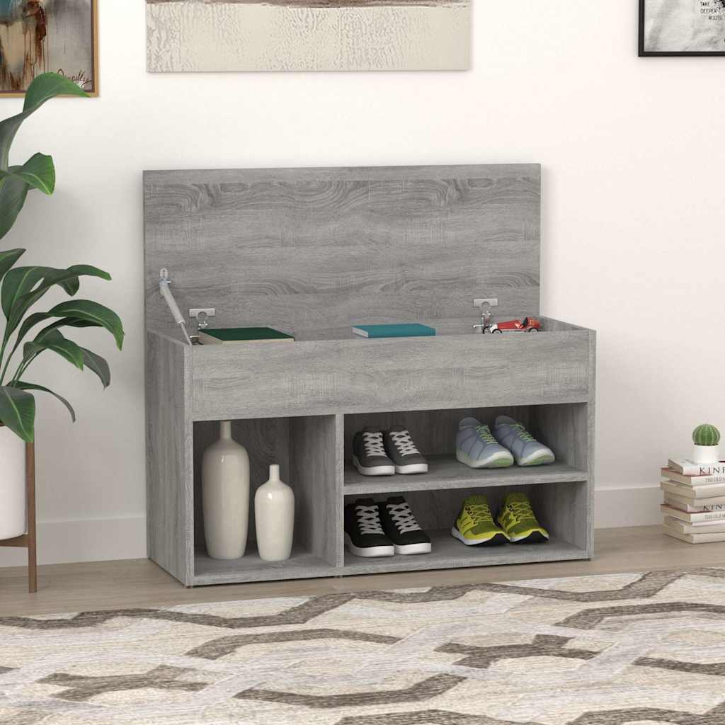 816054 vidaXL Shoe Bench Grey Sonoma 80x30x45 cm Engineered Wood 1
