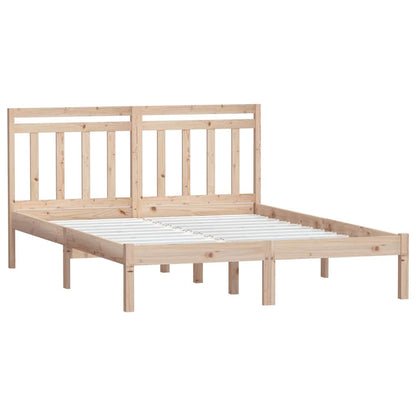 Bed Frame without Mattress Double Solid Wood Length 190 cm Width 135 cm Natural