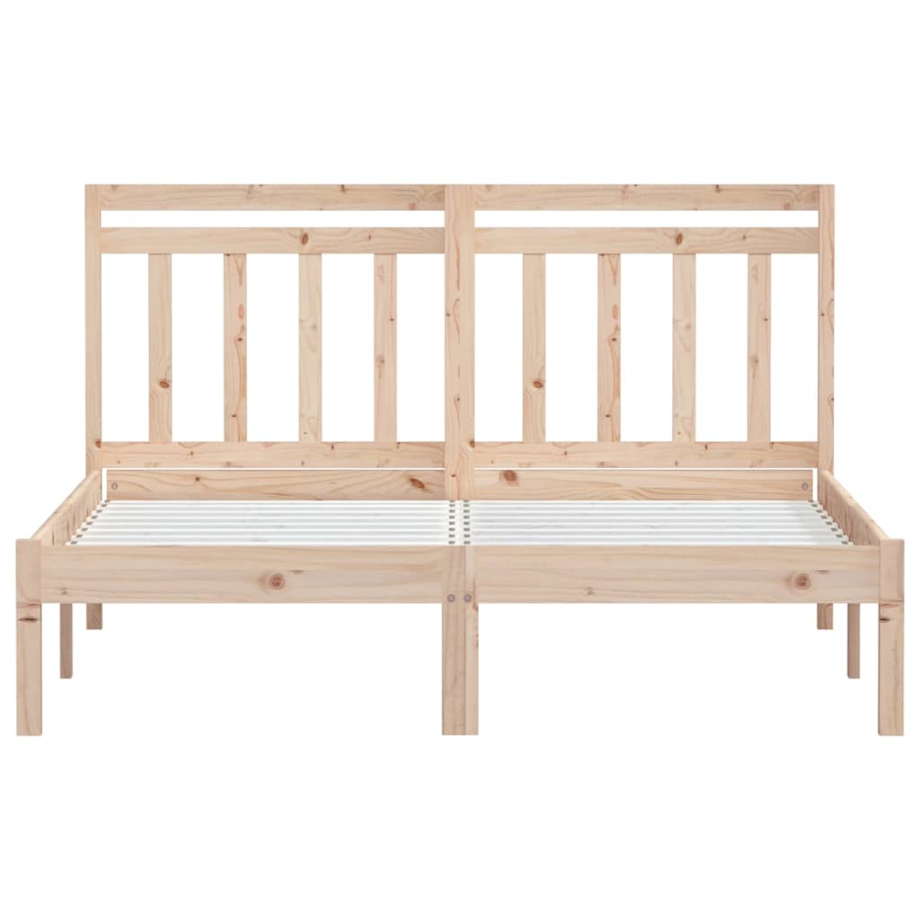 Bed Frame without Mattress Double Solid Wood Length 190 cm Width 135 cm Natural