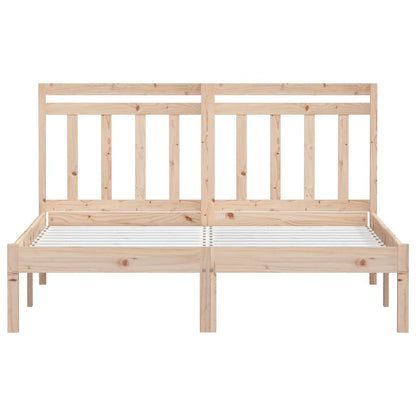 Bed Frame without Mattress Double Solid Wood Length 190 cm Width 135 cm Natural