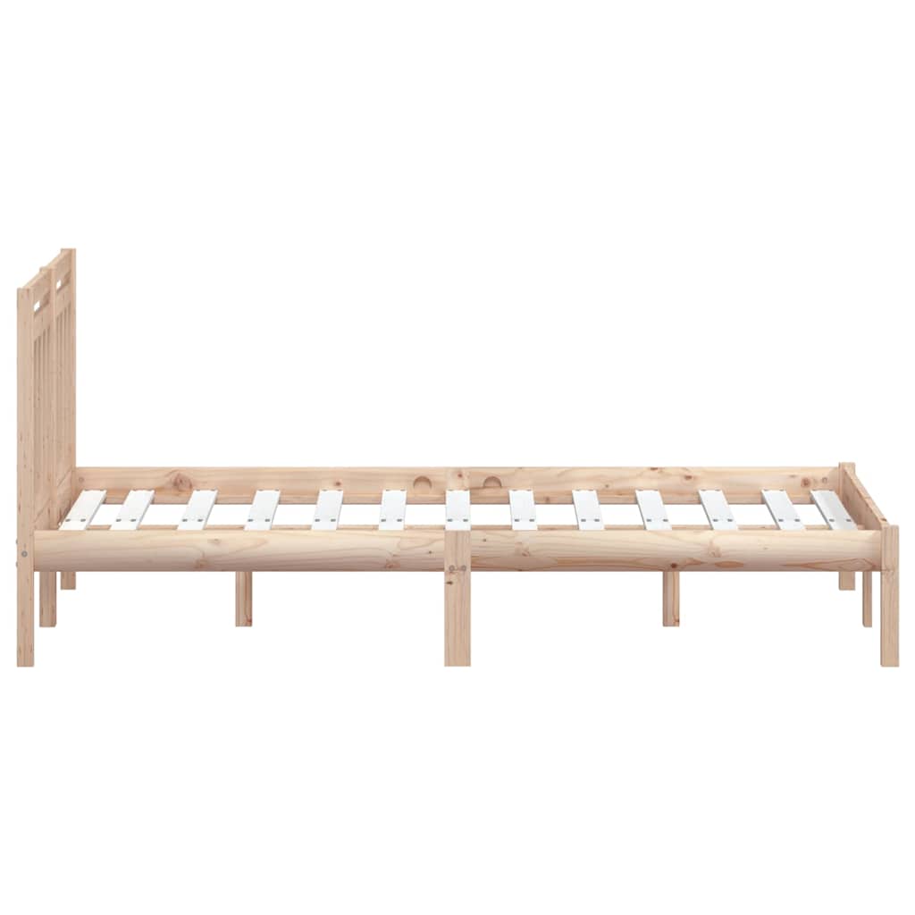 Bed Frame without Mattress Double Solid Wood Length 190 cm Width 135 cm Natural