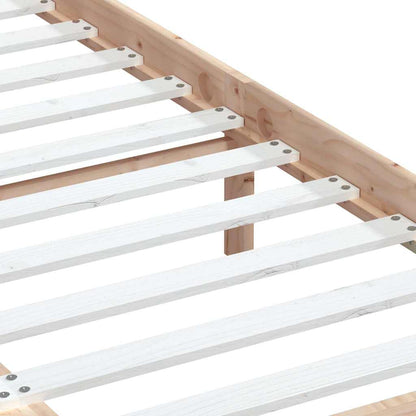 Bed Frame without Mattress Double Solid Wood Length 190 cm Width 135 cm Natural