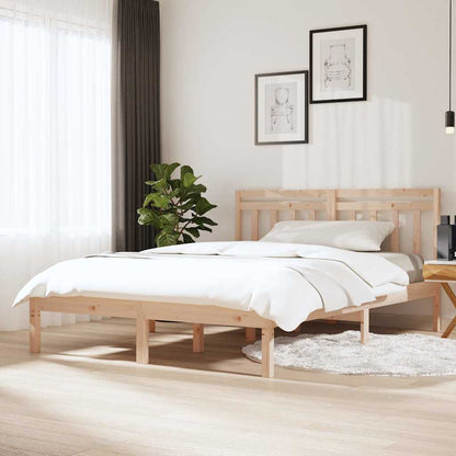 Bed Frame without Mattress Solid Wood Length Natural