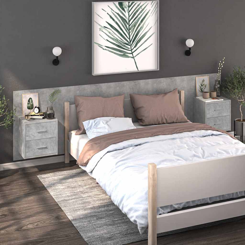 Wall-mounted Bedside Cabinet Concrete grey