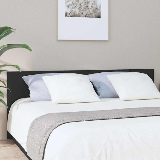Bed Headboard Black Engineered Wood attached to a bed with white bedding and pillows
