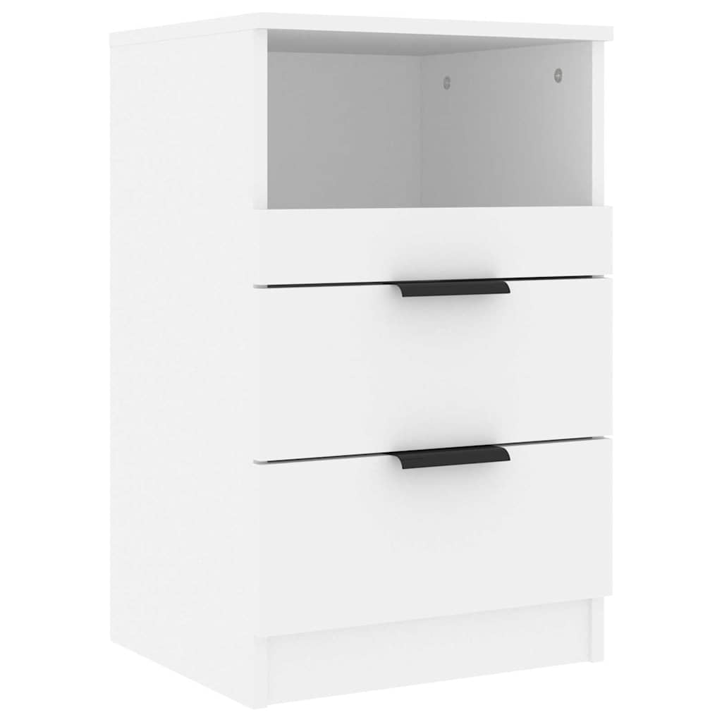 vidaXL Bedside Cabinet White Engineered Wood 2