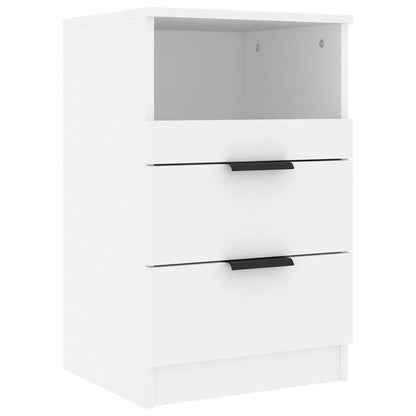 vidaXL Bedside Cabinet White Engineered Wood 2