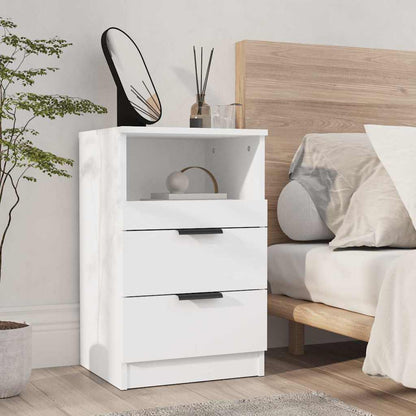 vidaXL Bedside Cabinet White Engineered Wood 1