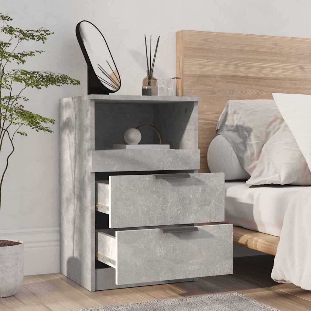 vidaXL Bedside Cabinet Concrete Grey Engineered Wood 3