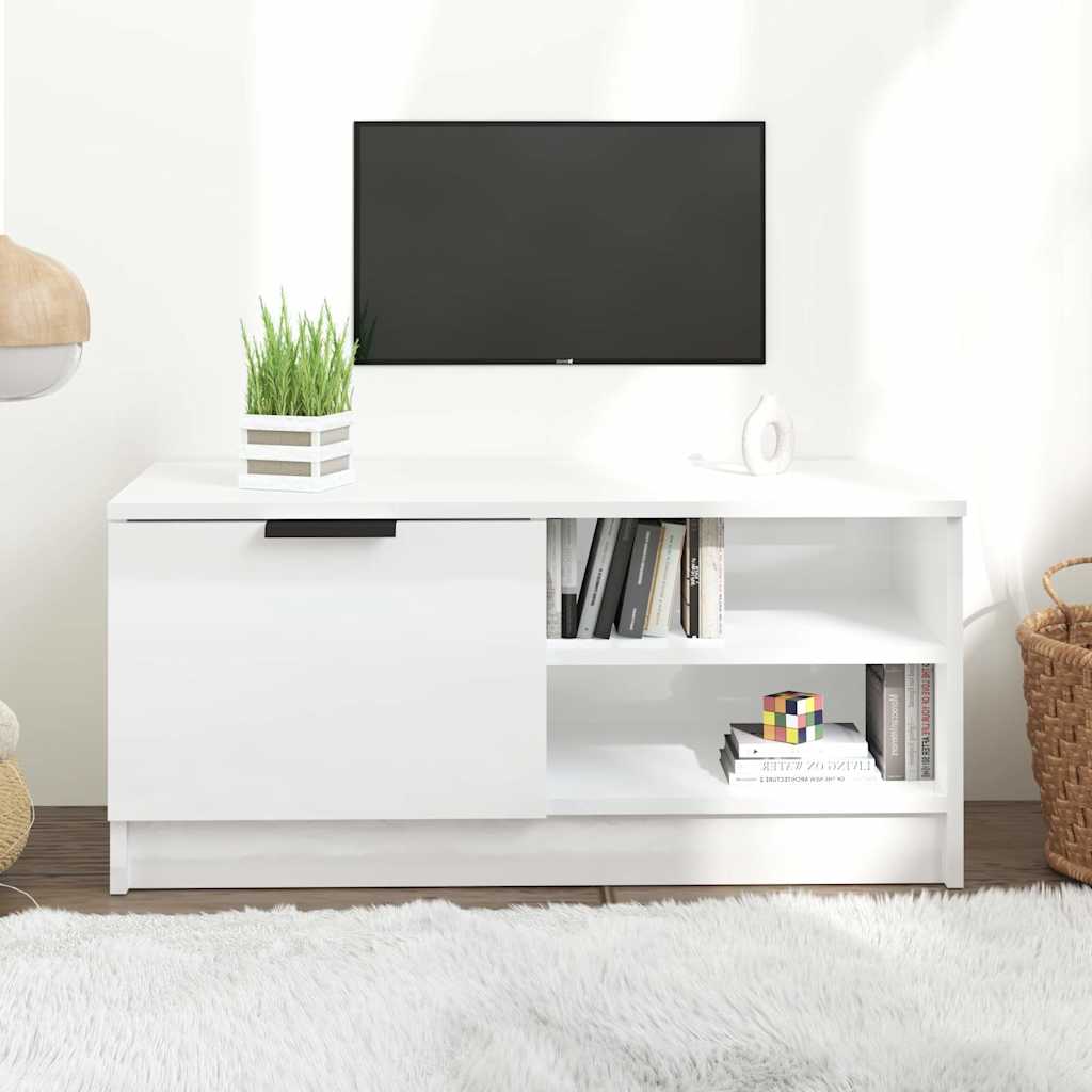 vidaXL TV Cabinet High Gloss White 80x35x36,5 cm Engineered Wood 1