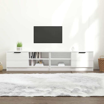 TV Cabinet Set 80x35x36.5 cm Engineered Wood 2 pcs High gloss white