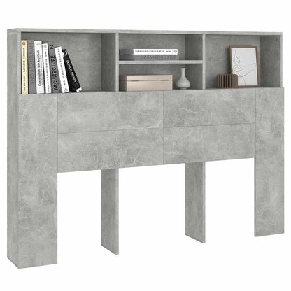 vidaXL Headboard Cabinet | Concrete Grey | Engineered wood | Medium 4