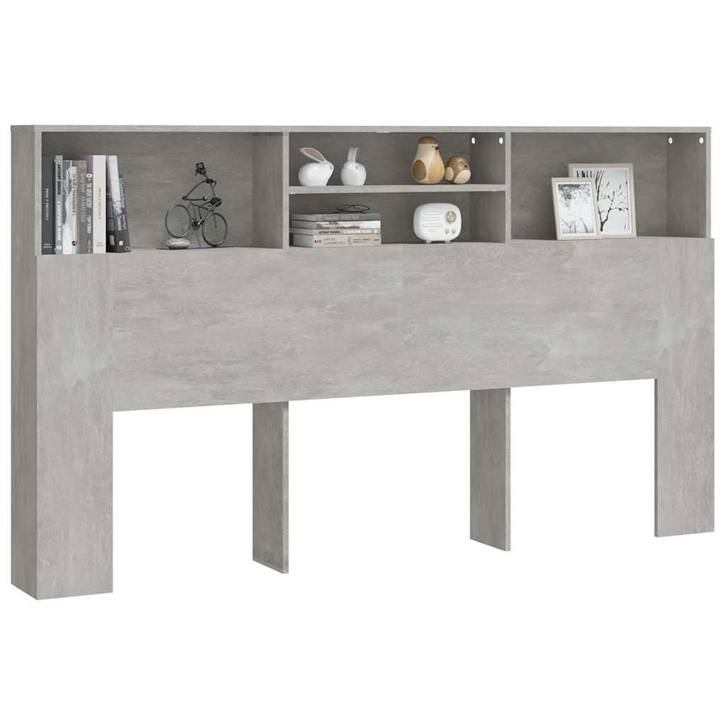 811884 vidaXL Headboard Cabinet Concrete Grey 180x19x103,5 cm 5