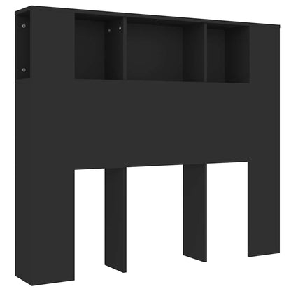 vidaXL Headboard Cabinet | Black | Engineered wood | 120 cm x 18.5 cm x 102.5 cm 2