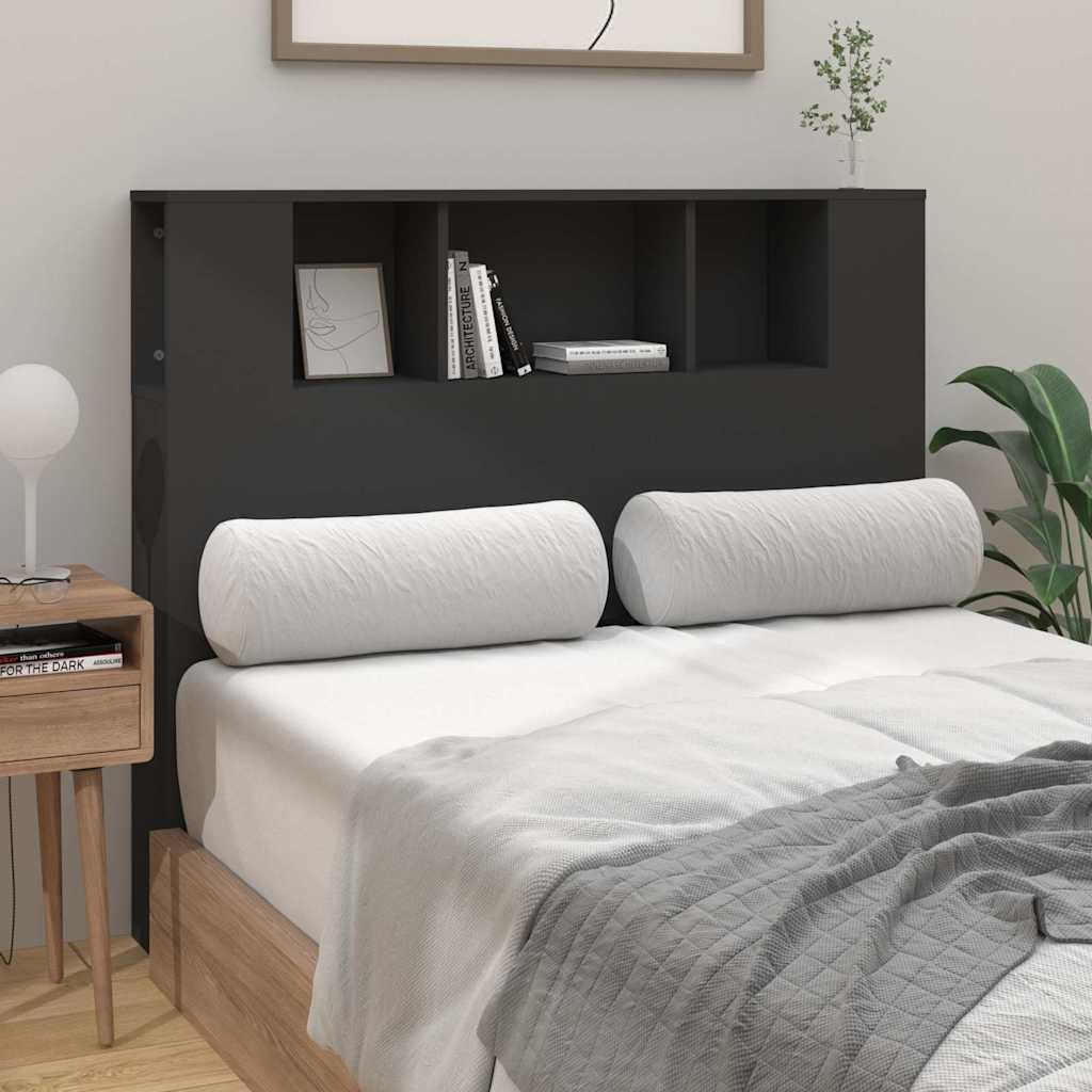 vidaXL Headboard Cabinet | Black | Engineered wood | 120 cm x 18.5 cm x 102.5 cm 3