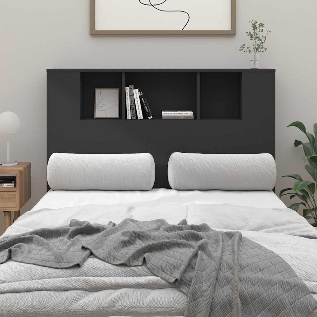 vidaXL Headboard Cabinet | Black | Engineered wood | 120 cm x 18.5 cm x 102.5 cm 1