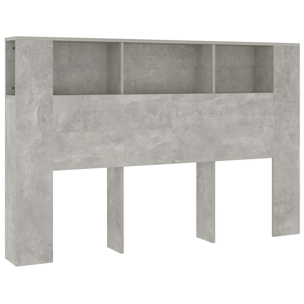 vidaXL Headboard Cabinet | Concrete grey | Engineered wood | Large | Shelving 2