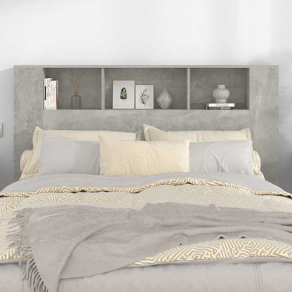 vidaXL Headboard Cabinet | Concrete grey | Engineered wood | Large | Shelving 3