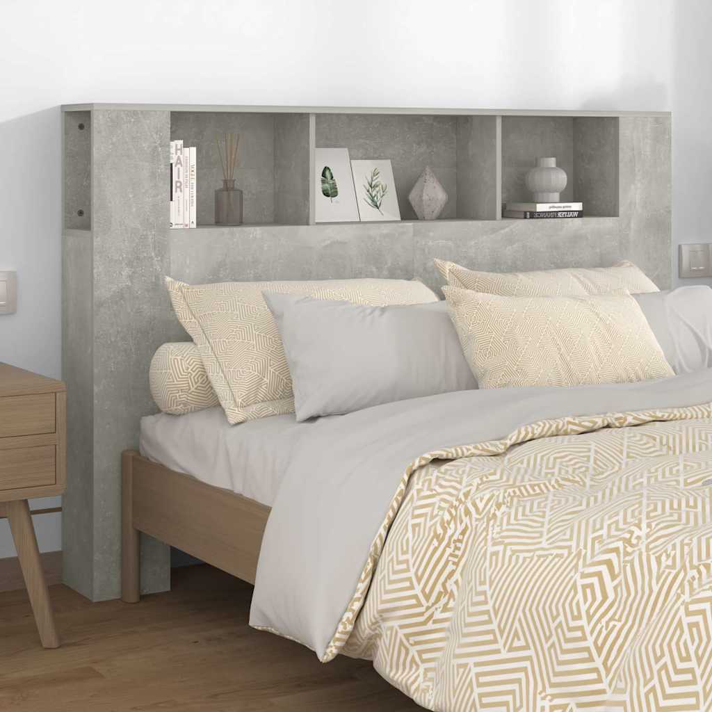 vidaXL Headboard Cabinet | Concrete grey | Engineered wood | Large | Shelving 1