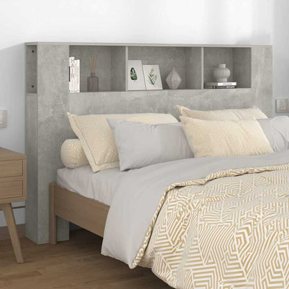 vidaXL Headboard Cabinet | Concrete grey | Engineered wood | Large | Shelving 1
