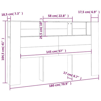 vidaXL Headboard Cabinet White 180x18.5x104.5 cm 6