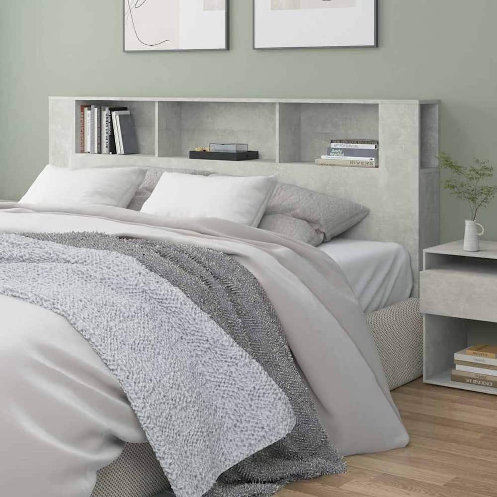 Headboard Cabinet 200x18.5x104.5 cm 200 cm Concrete grey
