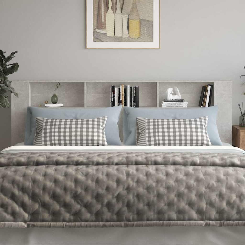 vidaXL Headboard Cabinet | Concrete Grey | Engineered wood | Large 3