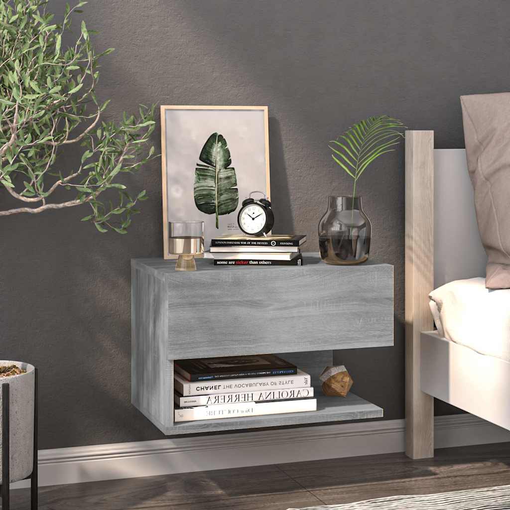 816949 vidaXL Wall-mounted Bedside Cabinets 2 pcs Grey Sonoma 3