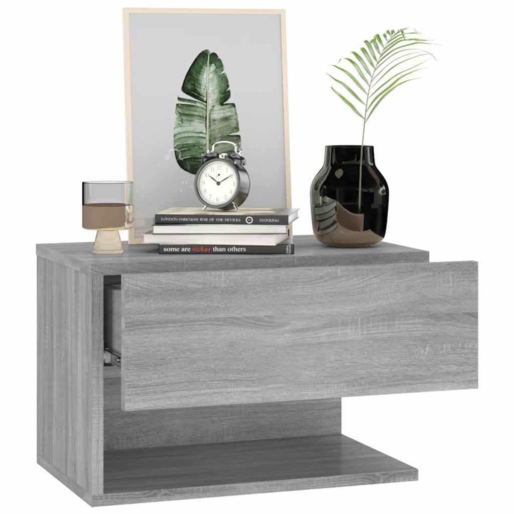 Wall-mounted Bedside Cabinets 2 Grey sonoma