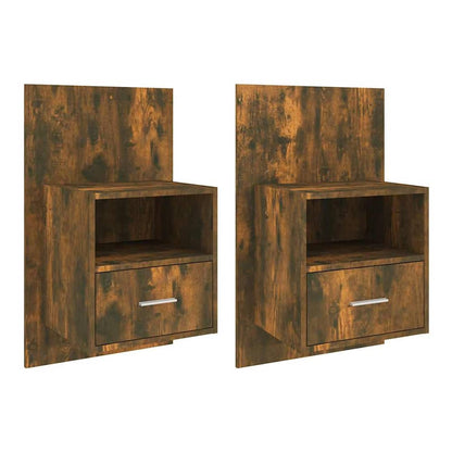 Wall-mounted Bedside Cabinet Smoked oak