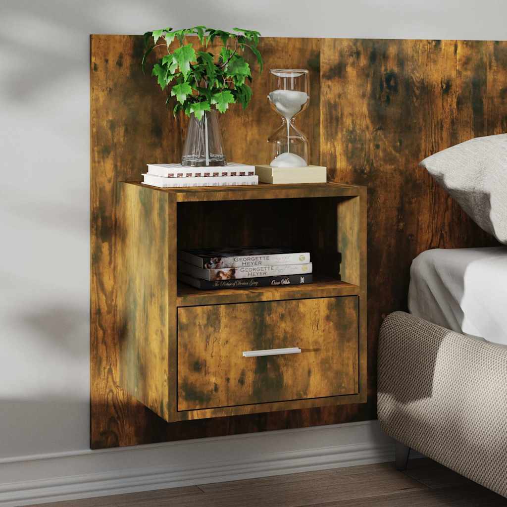 Wall-mounted Bedside Cabinet Smoked oak