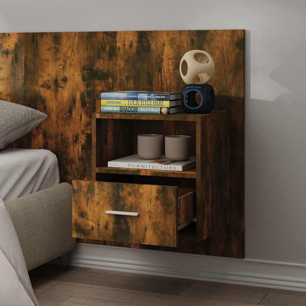 Wall-mounted Bedside Cabinet Smoked oak