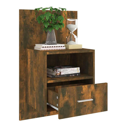 Wall-mounted Bedside Cabinet Smoked oak