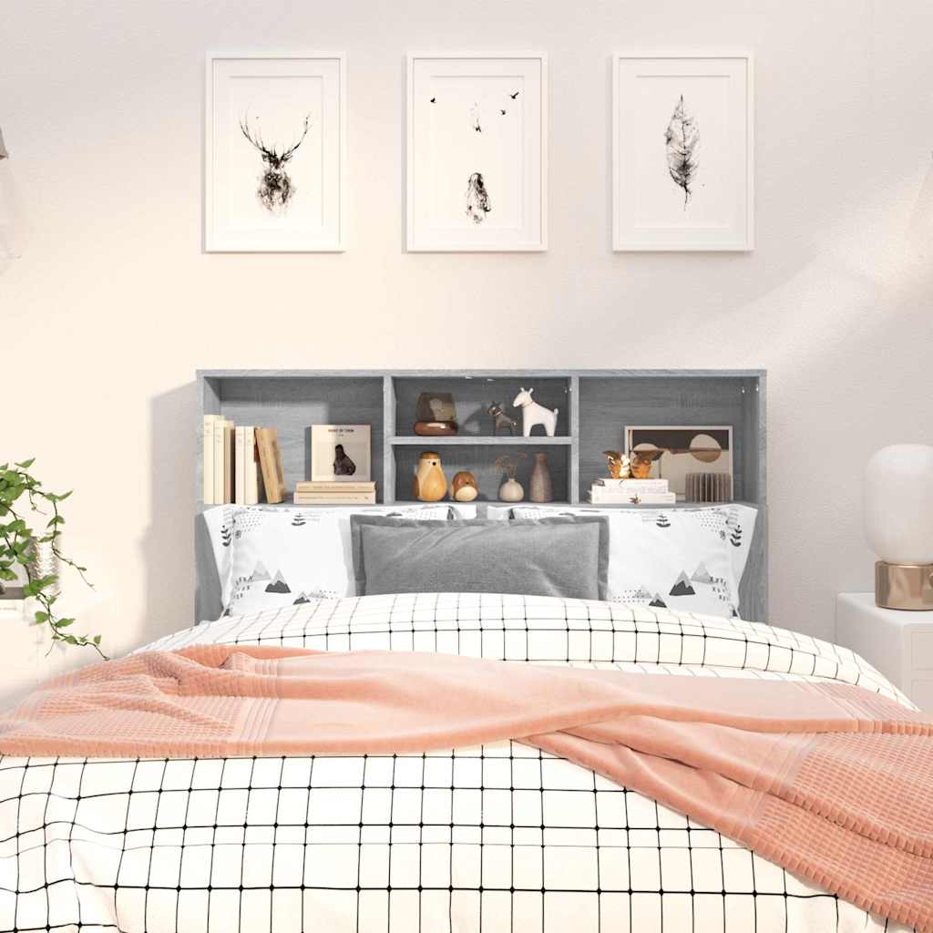 vidaXL Headboard Cabinet | Grey Sonoma | Engineered Wood | Headboard Cabinet 3