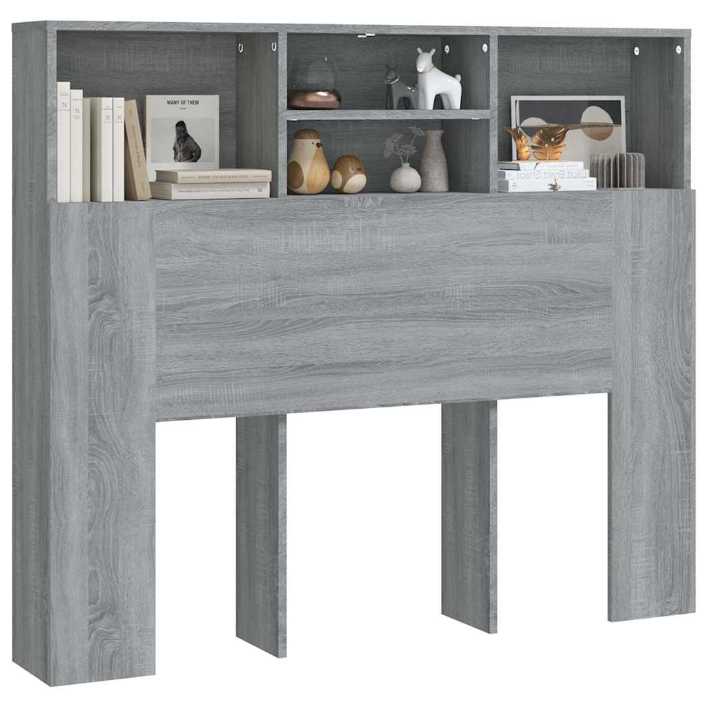 vidaXL Headboard Cabinet | Grey Sonoma | Engineered Wood | Headboard Cabinet 4