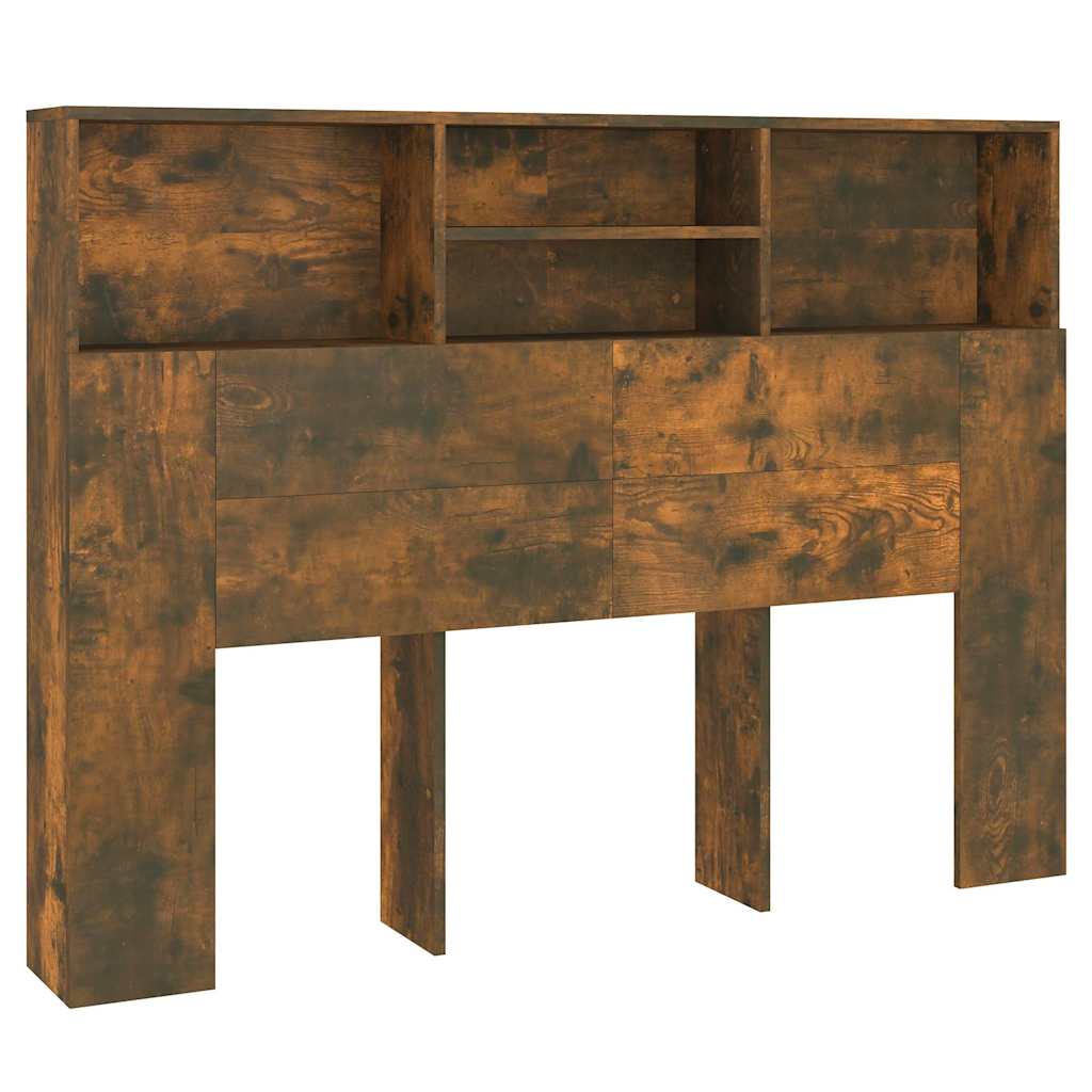 vidaXL Headboard Cabinet Smoked Oak 140x19x103.5 cm 2