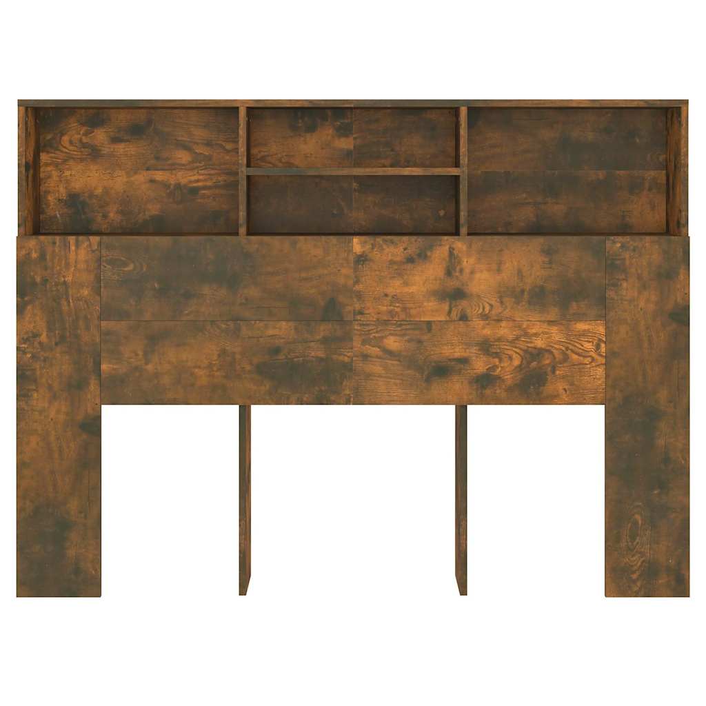 vidaXL Headboard Cabinet Smoked Oak 140x19x103.5 cm 5