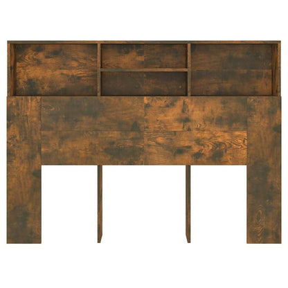 vidaXL Headboard Cabinet Smoked Oak 140x19x103.5 cm 5