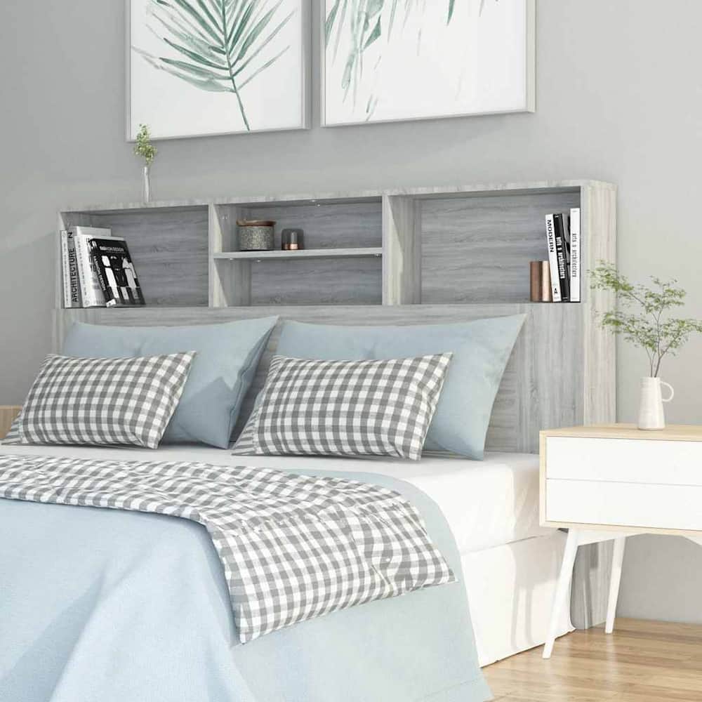 Headboard Cabinet 160x19x103.5 cm Grey sonoma