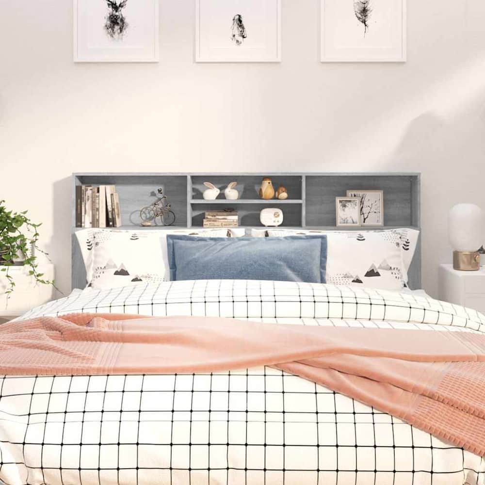 Headboard Cabinet 180x19x103.5 cm Grey sonoma