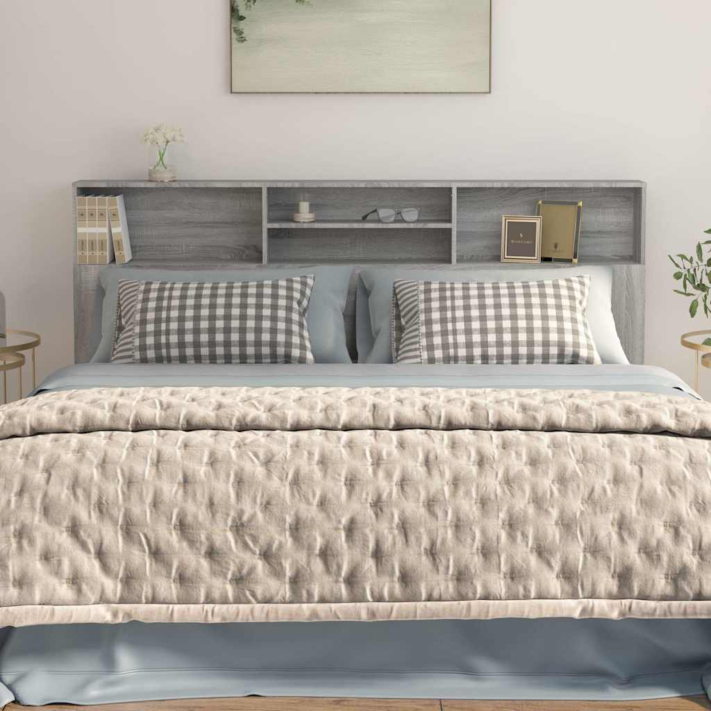 vidaXL Headboard Cabinet | Grey Sonoma | Engineered wood | 200x19x103.5 cm 5