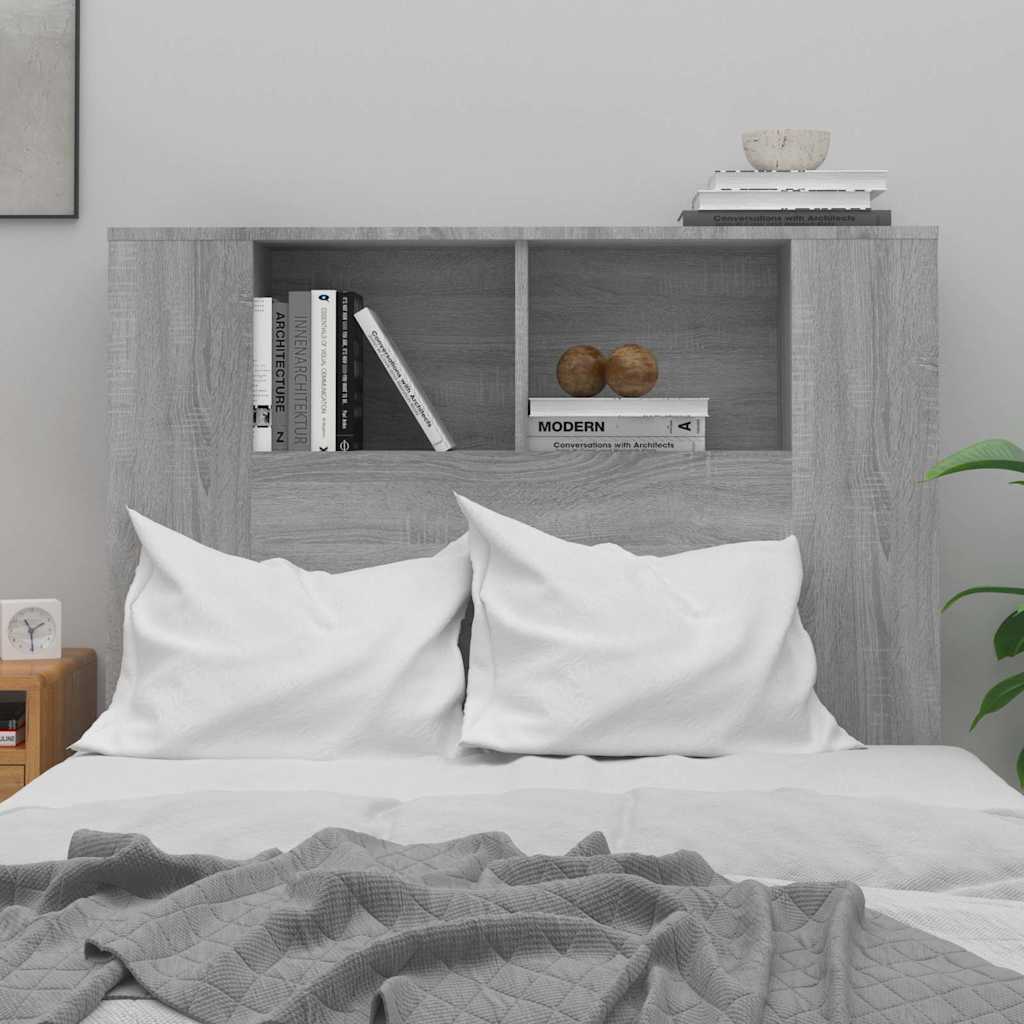 vidaXL Headboard Cabinet Grey Sonoma 100x18.5x102.5 cm 3