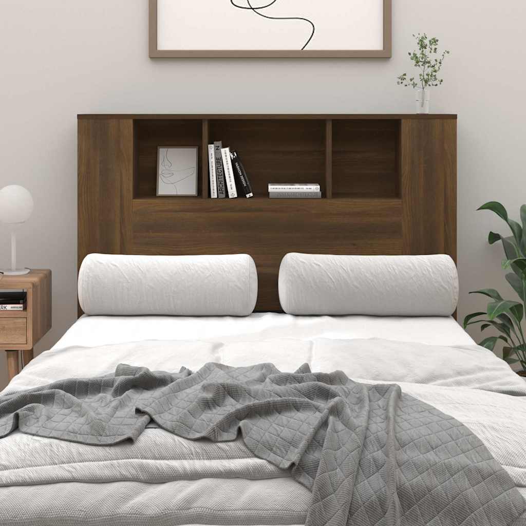 vidaXL Headboard Cabinet Brown Oak 120x18.5x102.5 cm 1