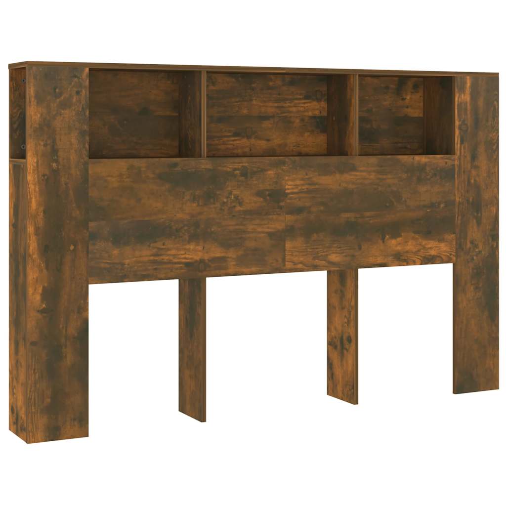 vidaXL Headboard Cabinet Smoked Oak 160x18.5x104.5 cm 2